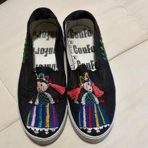 Colorful Embroidered Slip-On Shoes